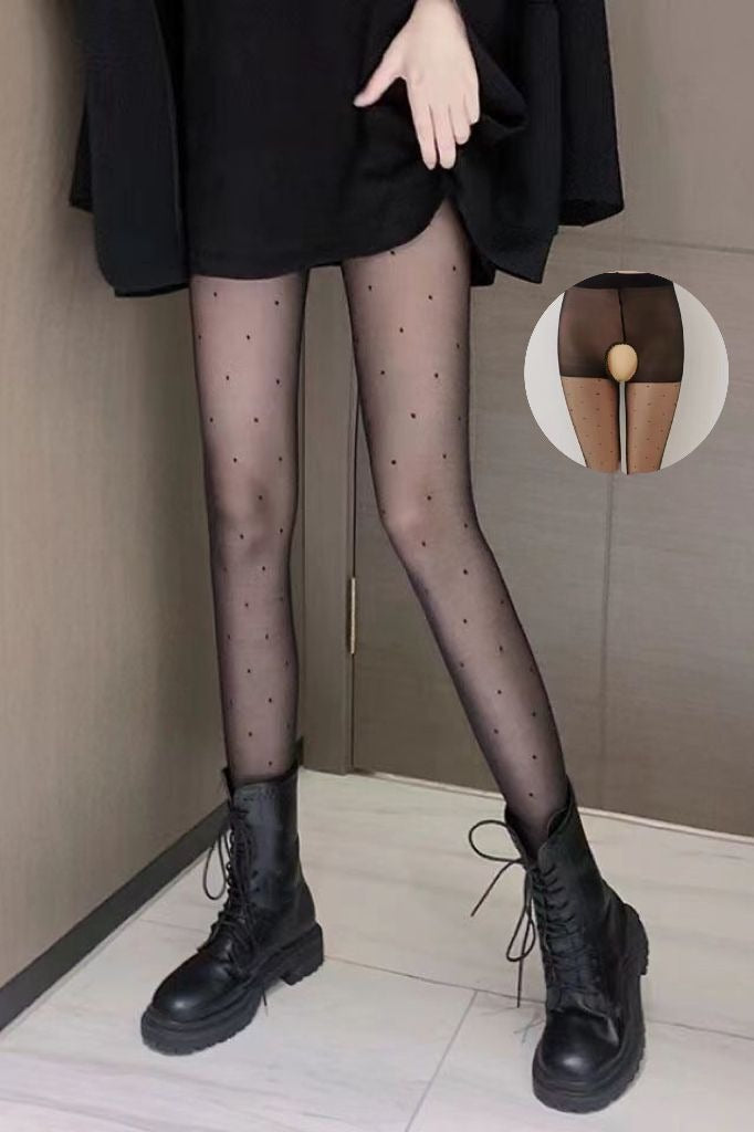 Dotted silk stockings  diagonal pantyhose