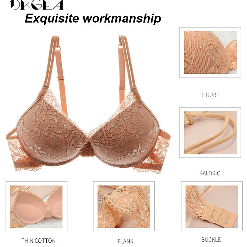 Super Gather Brassiere Thick Cotton Underwear Set Women Bras Black Sexy Bra Panties Set Lace Lingerie A B C Cup Push up Bra Sets