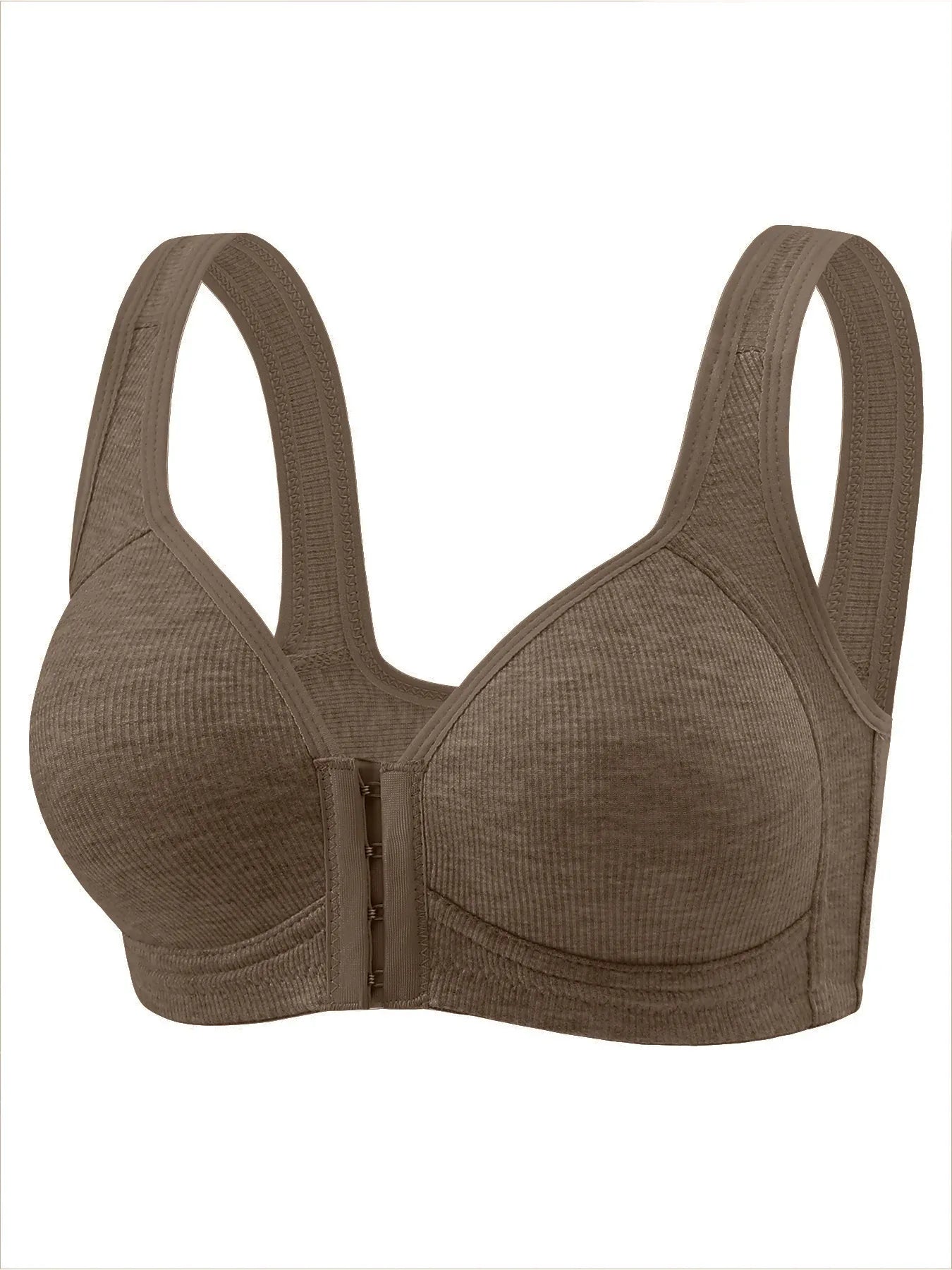 Modal-BH ohne Bügel, breite Träger, Khaki, Front-Hakenverschluss