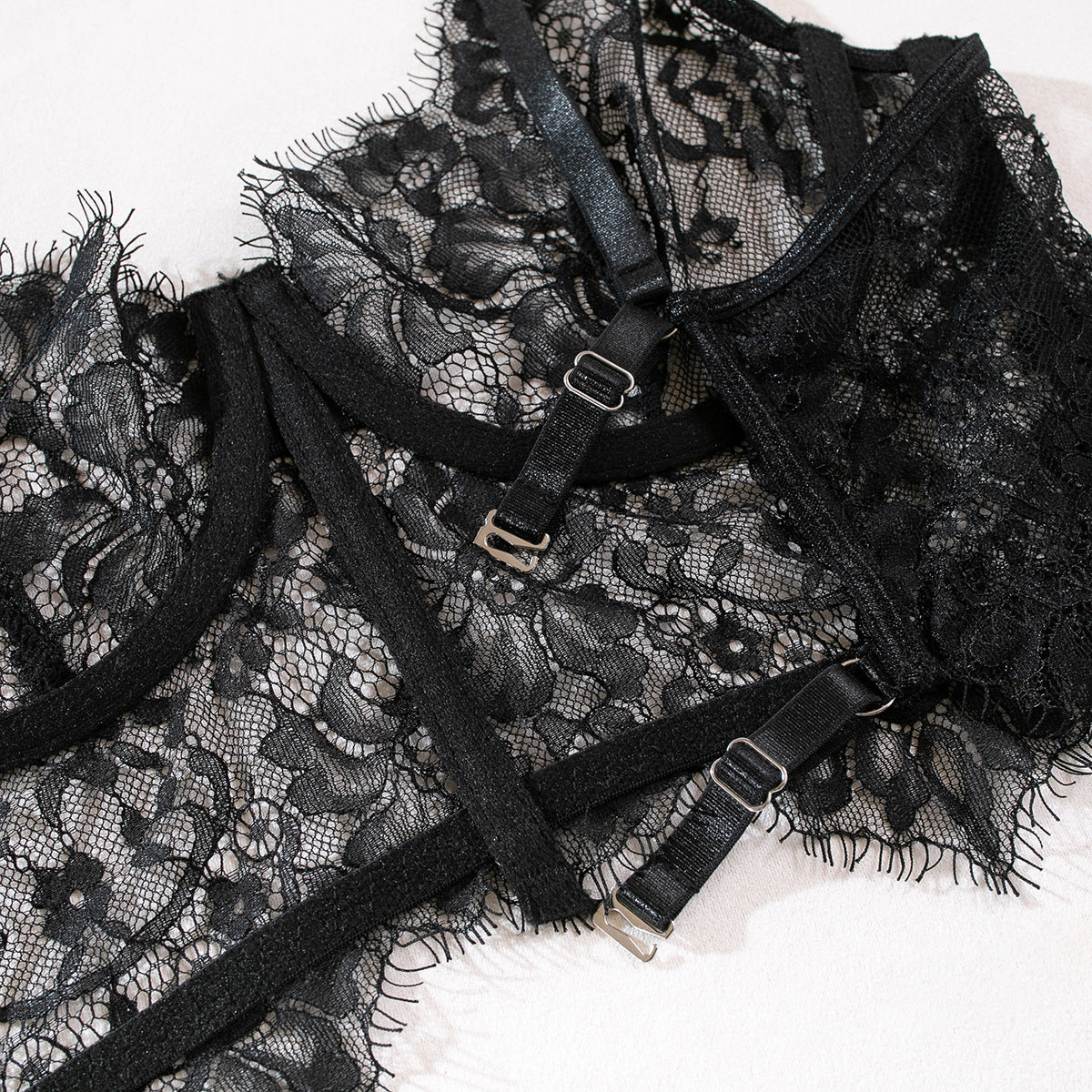 Women's Fashion Lace Uniform Strap Buckles Stockings Suit