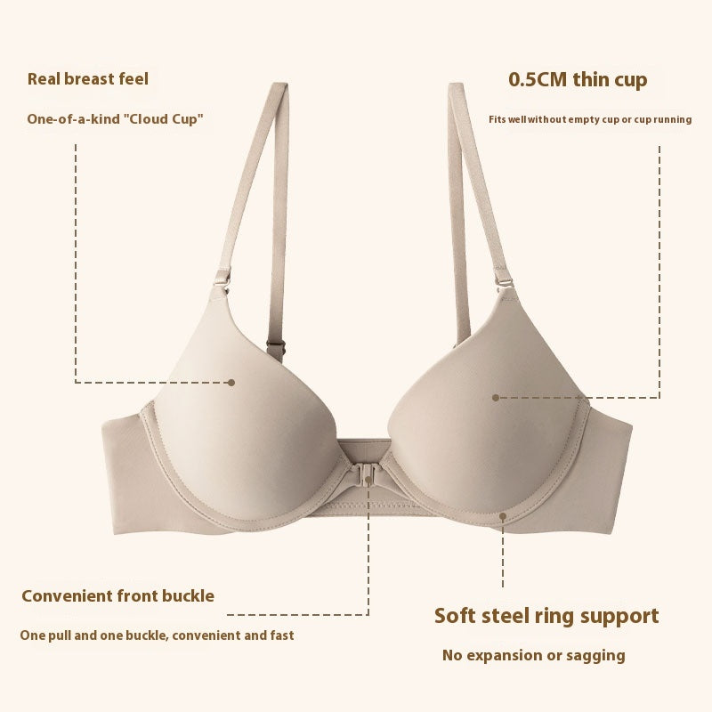 Women's Front Button Push Up And Anti-sagging Chest Bra