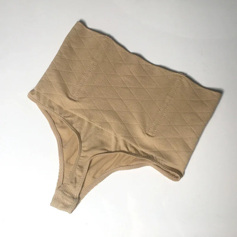 Skin color shaping briefs, high-waist back view with leg openings