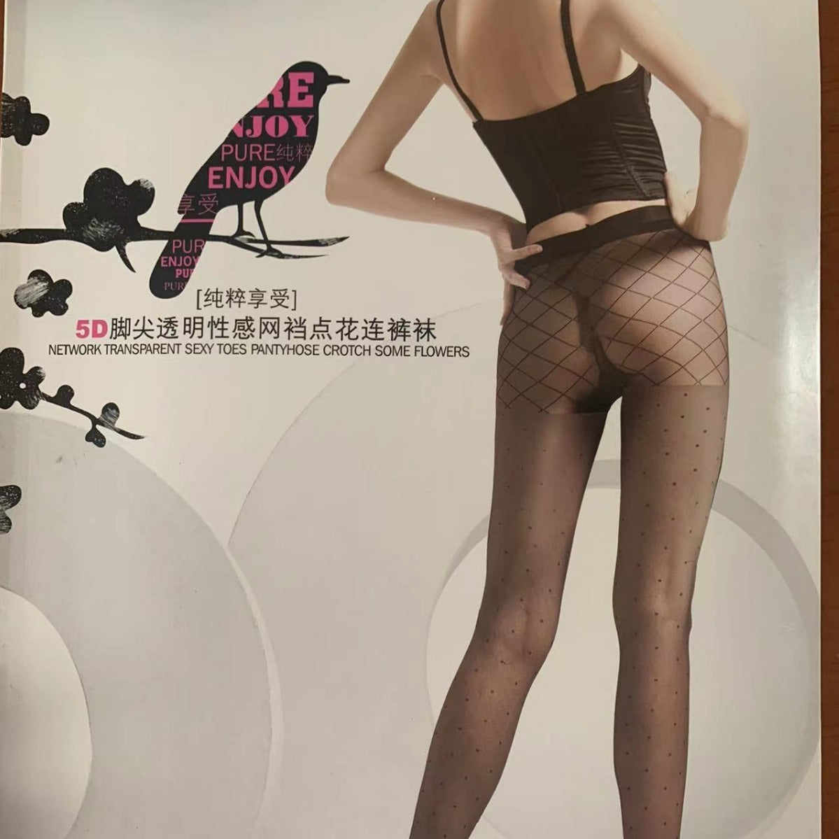 Dotted silk stockings  diagonal pantyhose