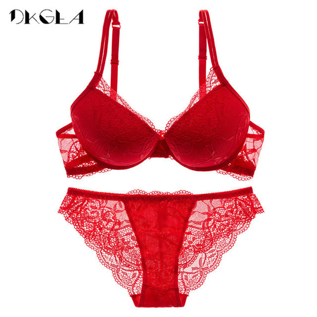 Super Gather Brassiere Thick Cotton Underwear Set Women Bras Black Sexy Bra Panties Set Lace Lingerie A B C Cup Push up Bra Sets
