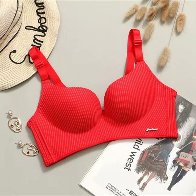 High-end Brand Romantic Temptation Bra Set Women Striped Underwear Set Hot Sale Push Up Seamless Lingerie Female Sets