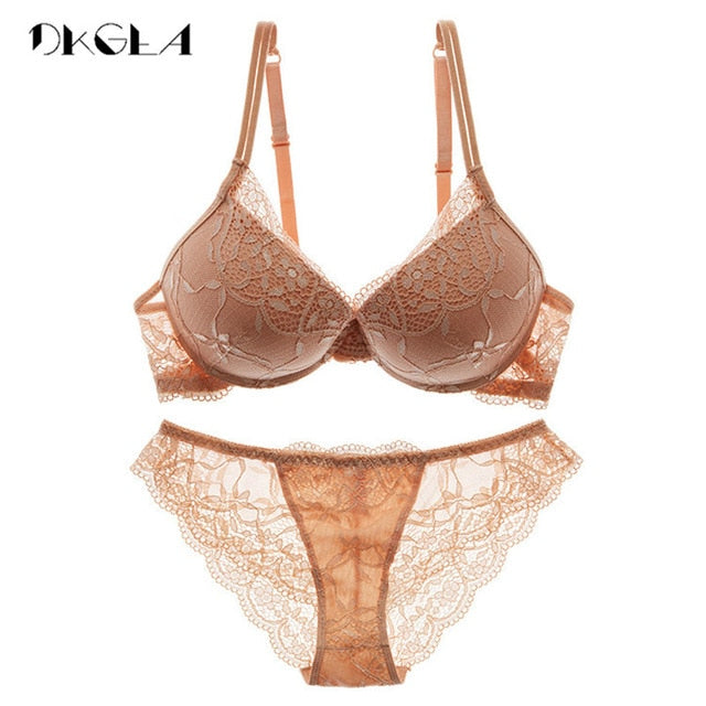 Super Gather Brassiere Thick Cotton Underwear Set Women Bras Black Sexy Bra Panties Set Lace Lingerie A B C Cup Push up Bra Sets
