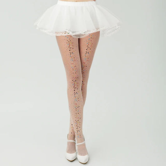 Sexy Women Rhinestones Pantyhose Shiny Diamond Summer Fishnet Tights Transparent Stockings Bling Medias De Mujer Fashion Party