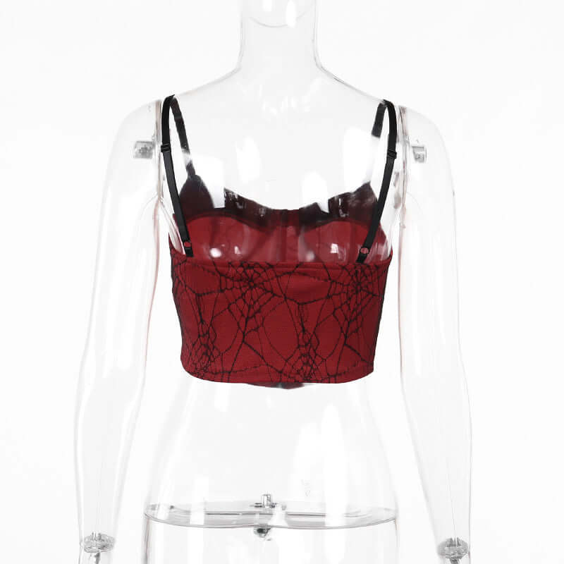 Dark Style European And American Elegant Leather Splicing Sling Vest