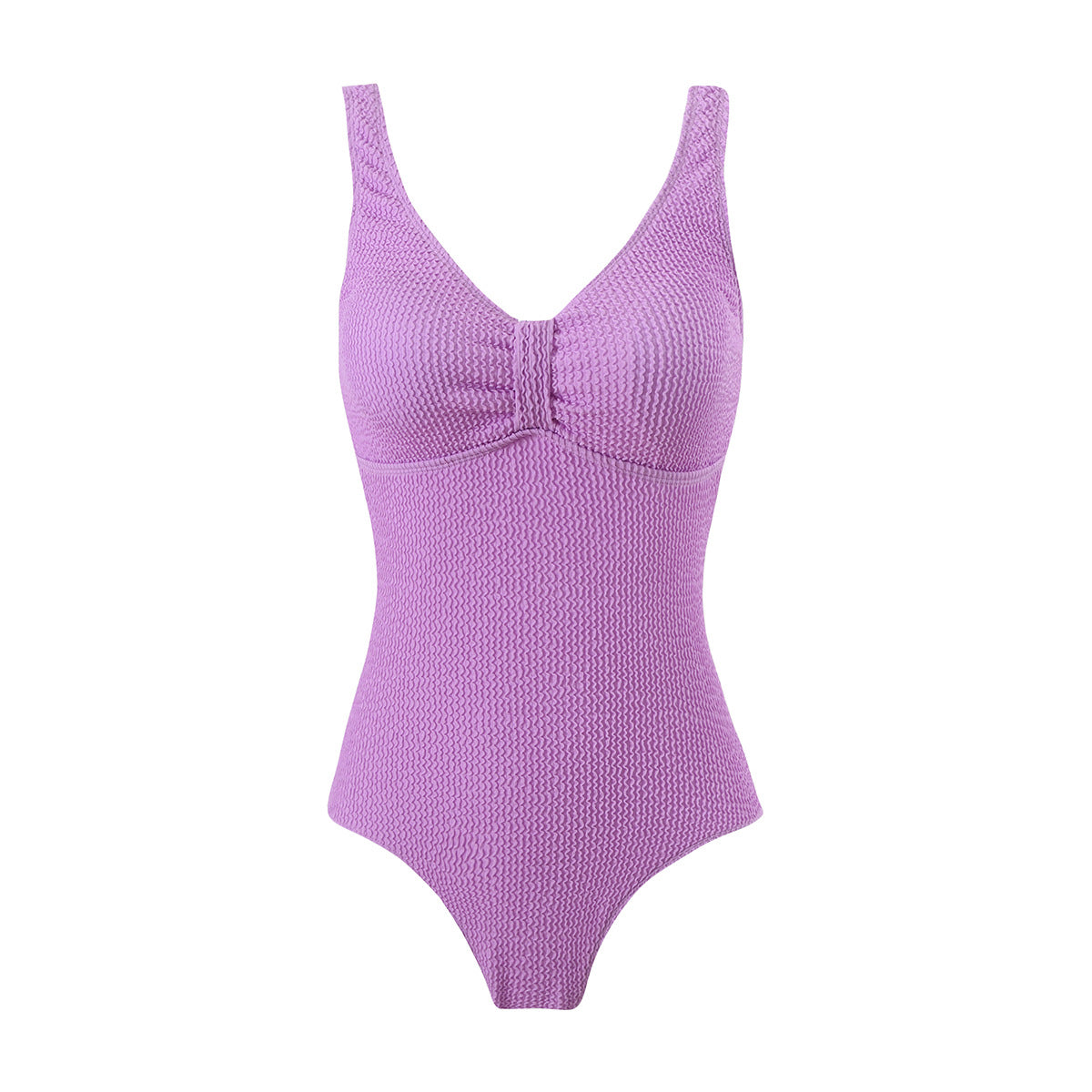 Tummy control one-piece swimsuit, purple, seam detailing at bust and shaping midsection