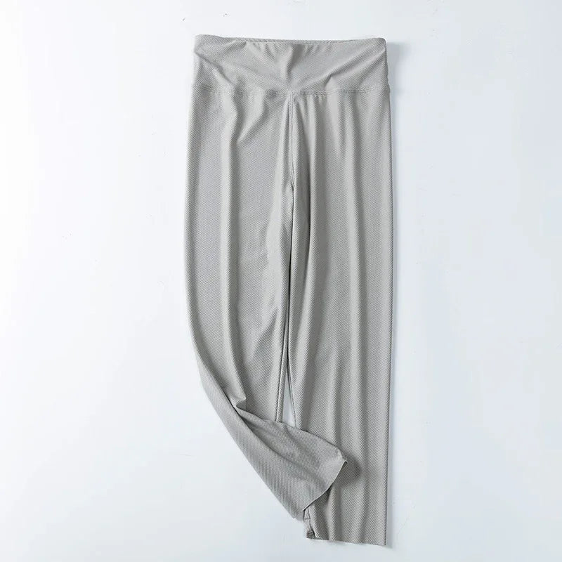 Ice silk shark leggings in light grey, close fit with elastic waistband.