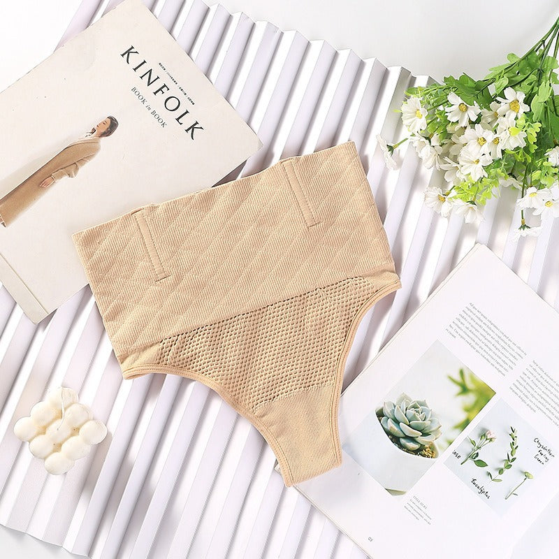 Seamless shapewear thong one-piece molded high waisted compression thong fish bone soft support compression underwear