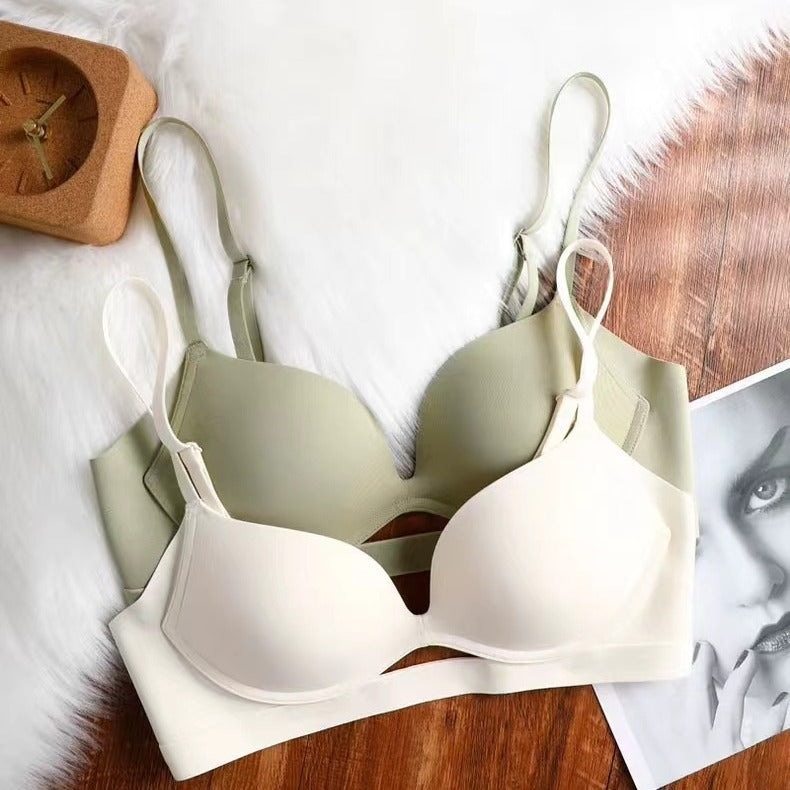 Glossy Surface Without A Scratch Nude Feel Women Without Steel Ring Small Breast Push Up Underwear