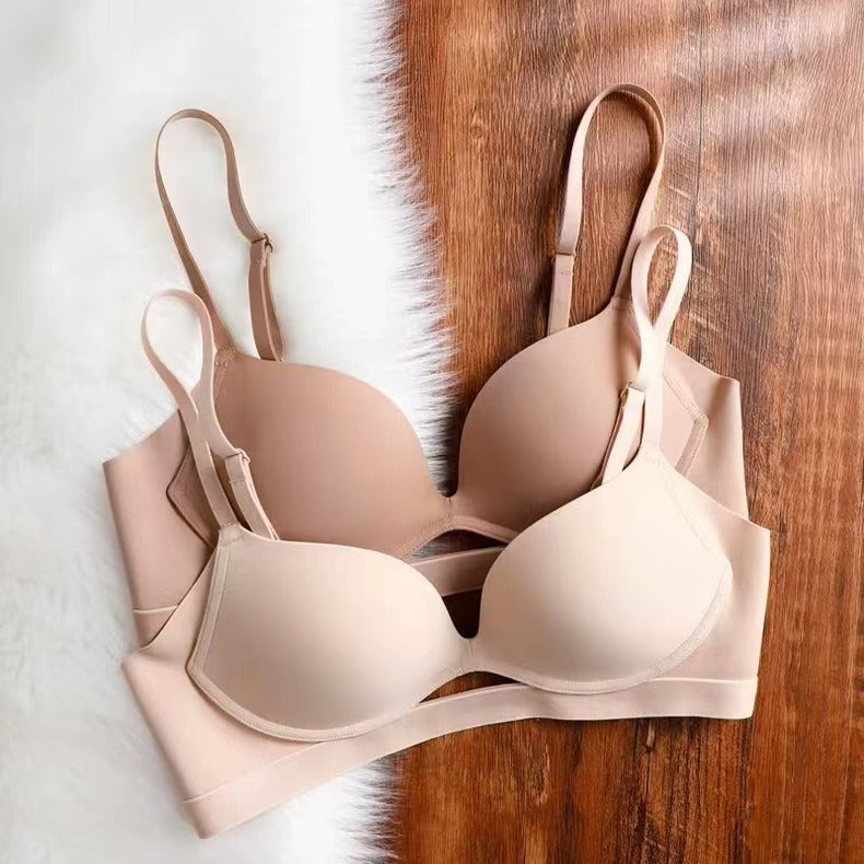 Glossy Surface Without A Scratch Nude Feel Women Without Steel Ring Small Breast Push Up Underwear