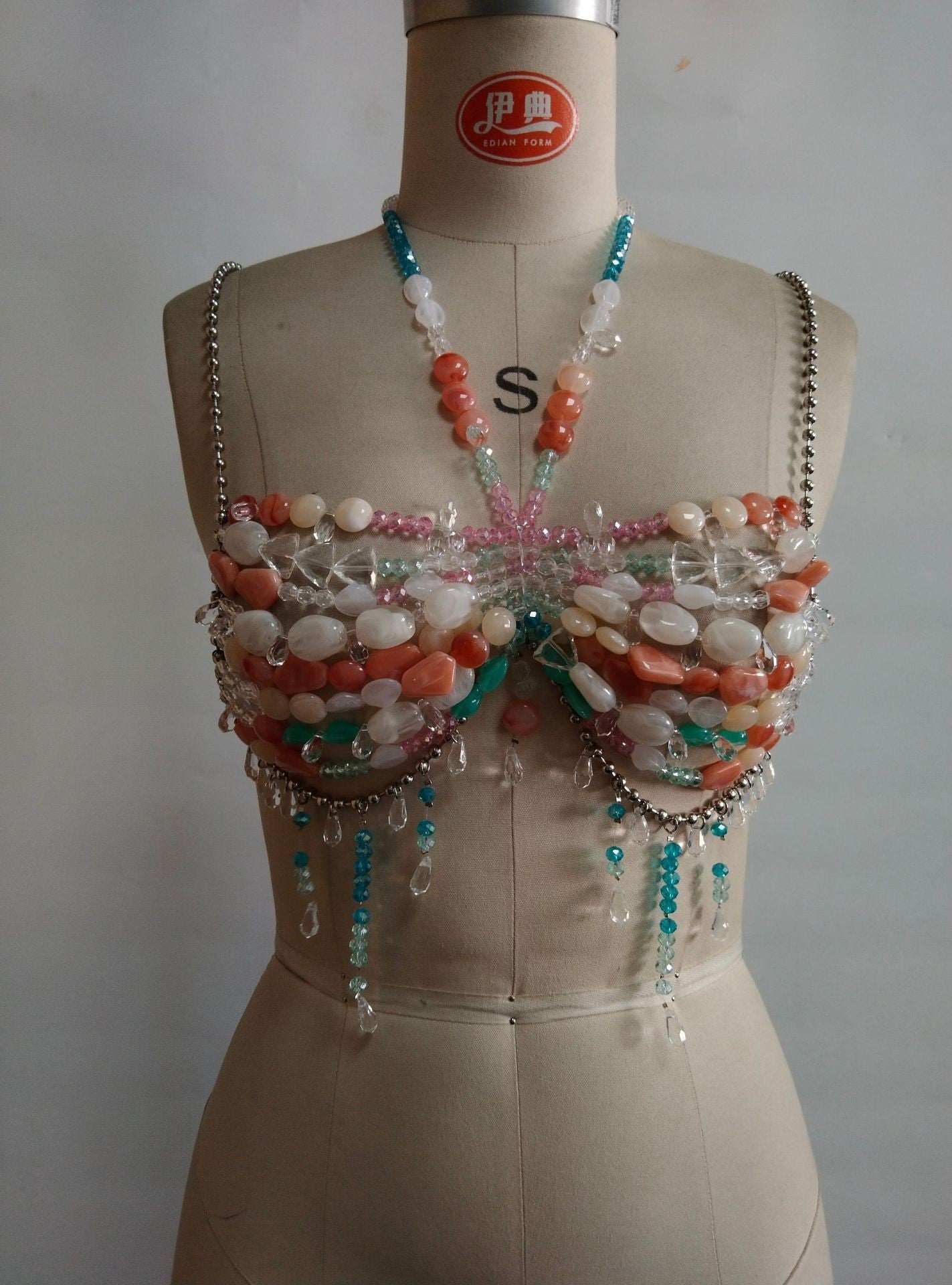 Halter Vest Color Gem Body Chains Chest Necklace