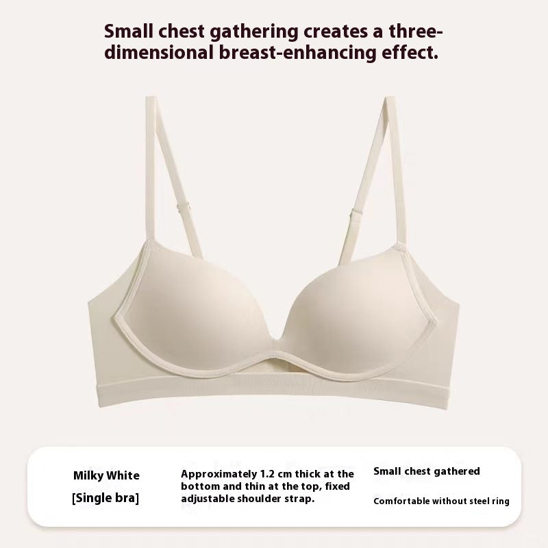 Glossy Surface Without A Scratch Nude Feel Women Without Steel Ring Small Breast Push Up Underwear