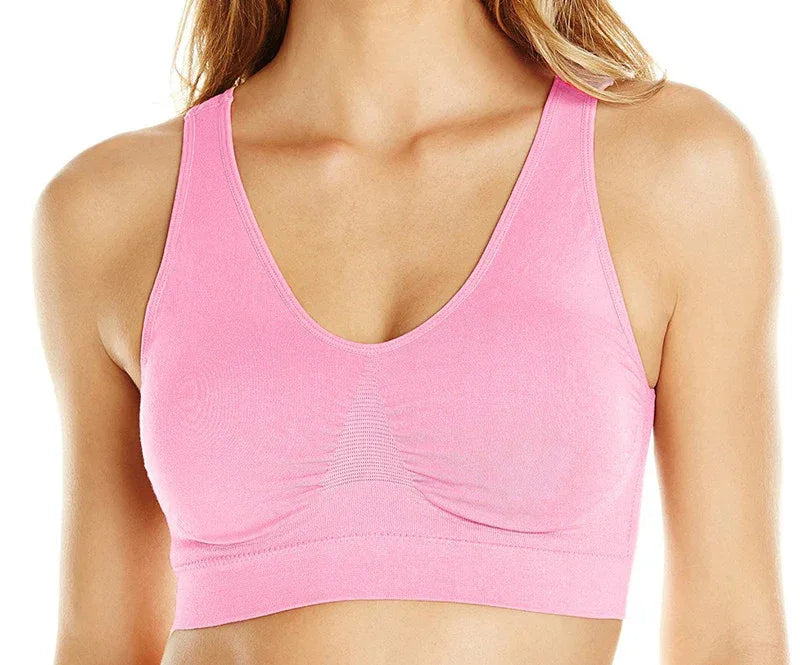 Seamless Push-Up Bra, rose pink with V-neck and seamless push-up design