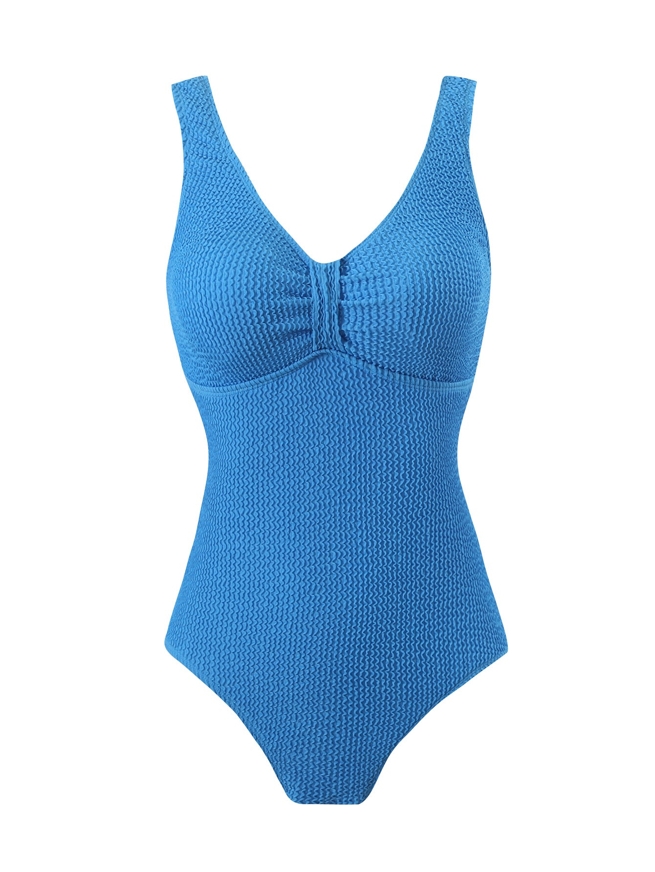 Einteiliger Badeanzug mit Bauchkontrolle, helles Sea-Blue, breite Träger, glatte Front