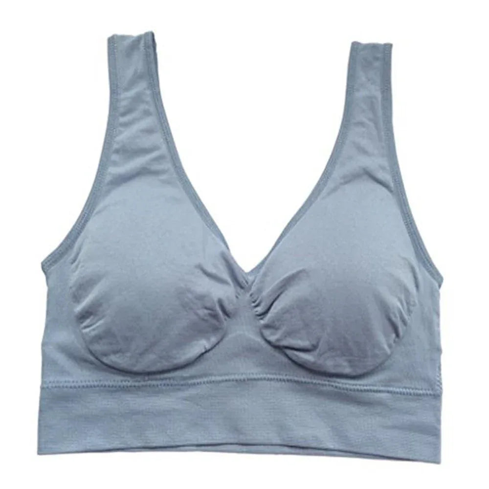 Seamless Push-Up Bra, light gray with V-neck and stitched seam detail