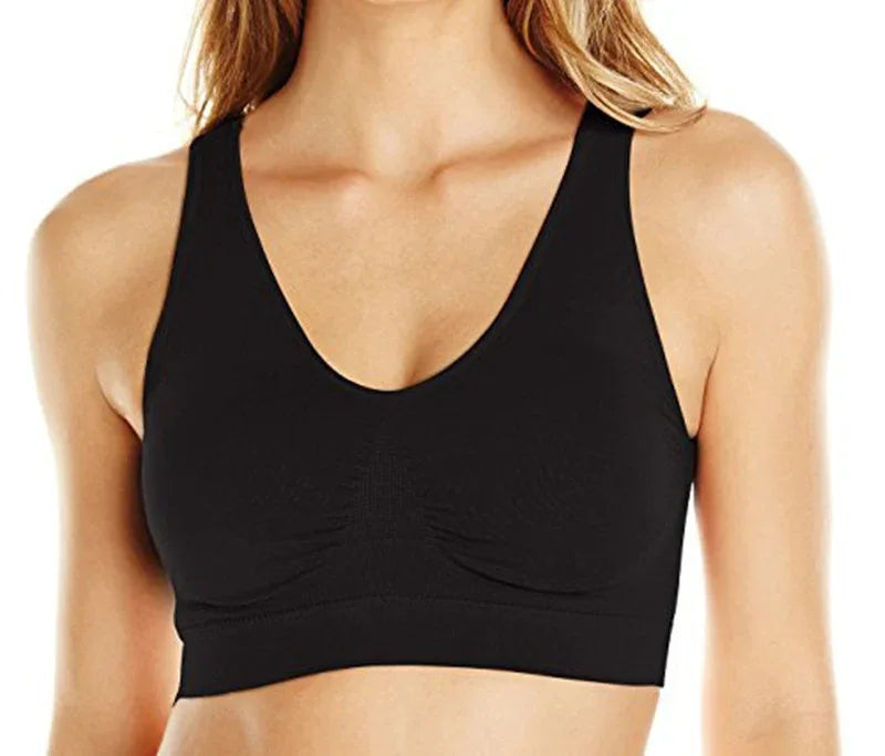 Seamless Push-Up Bra, black with U-neck and racerback styling