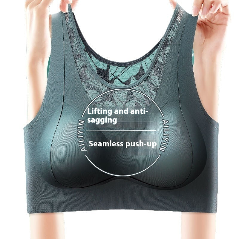 Traceless Lace Plus Size Sports Bra Women Push-up Anti-sagging