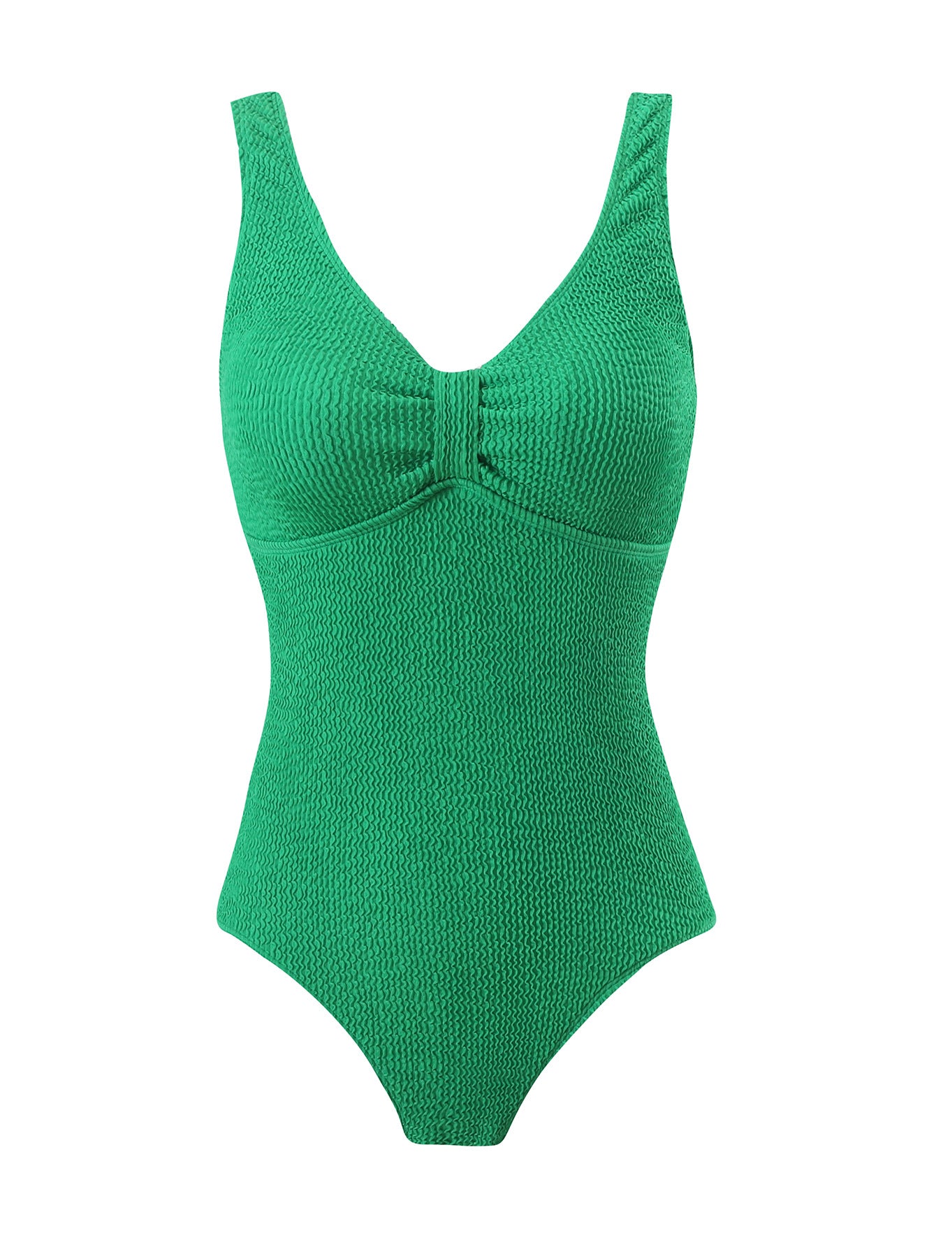 Tummy control one-piece swimsuit, emerald green, molded bust and smoothing midsection