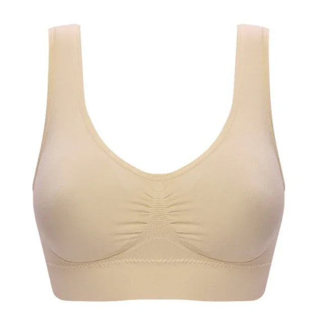 Seamless Push-Up Bra, khaki beige with U-neck and ruched center seam