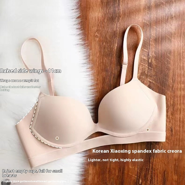 Glossy Surface Without A Scratch Nude Feel Women Without Steel Ring Small Breast Push Up Underwear