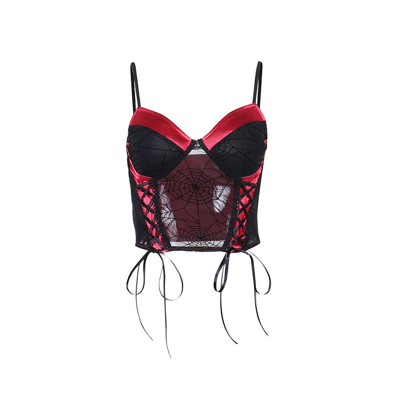 Camisole Hollow Perspective Mesh Bandage Small Vest Women