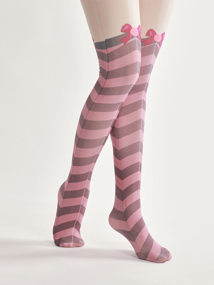 High Quality Flexible Digital Print Tights Fashion Paint Pattern Pantyhose Soft Winter Colorful Stockings Womens