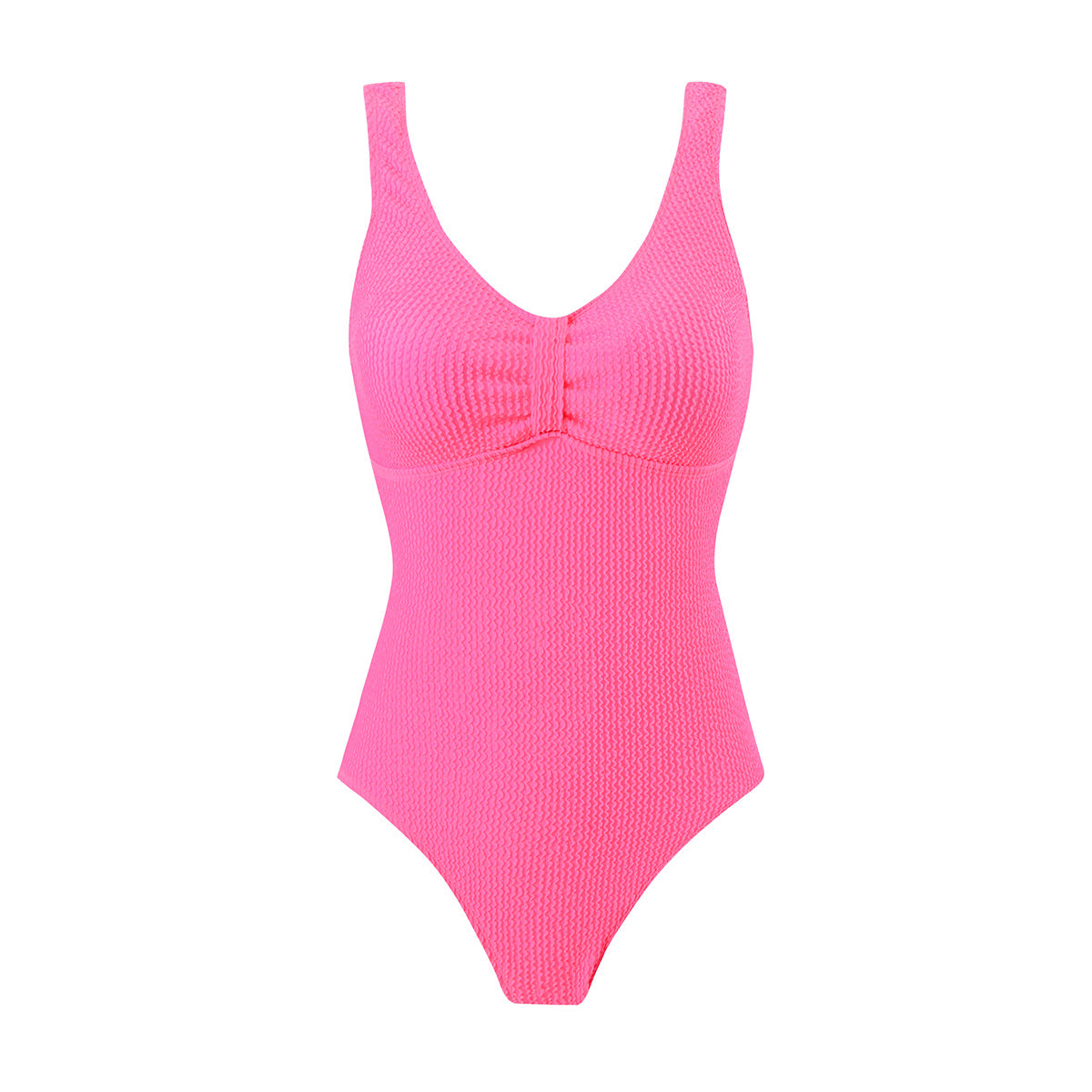 Tummy control one-piece swimsuit, rose red/pink, scoop neckline with supportive molded cups