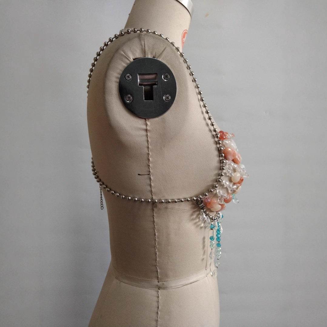 Halter Vest Color Gem Body Chains Chest Necklace