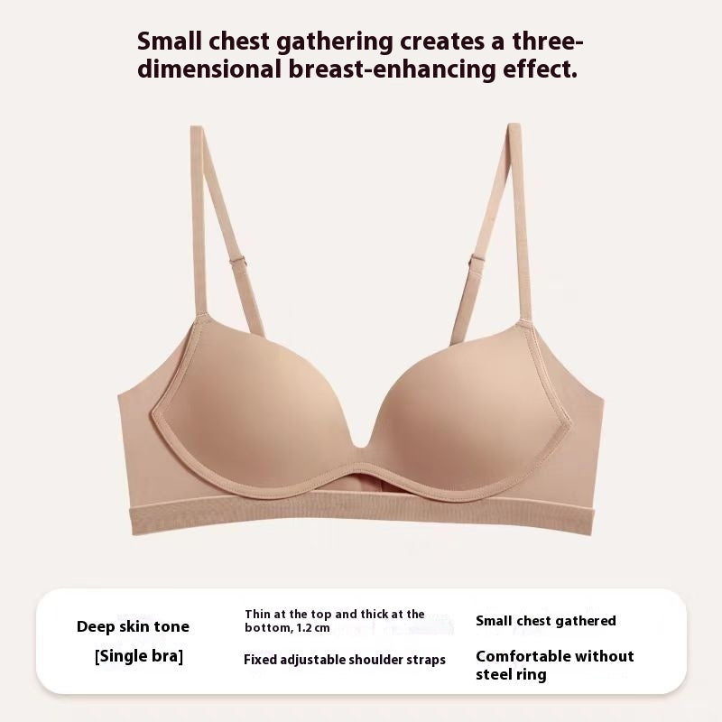Glossy Surface Without A Scratch Nude Feel Women Without Steel Ring Small Breast Push Up Underwear
