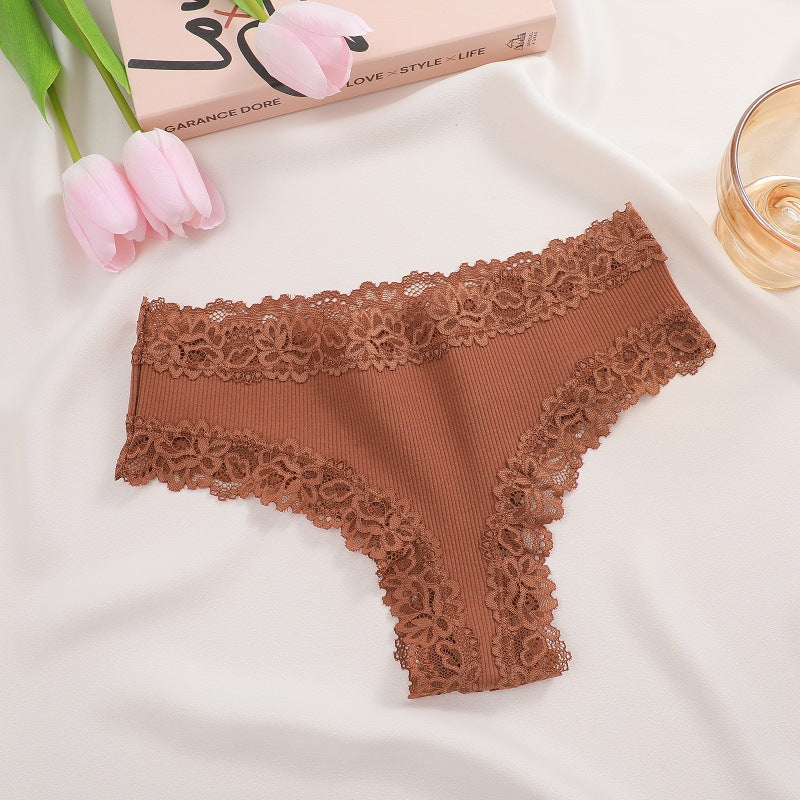 5PCS Set Women Lace Seamless Cotton Panties Sexy Brazilian P
